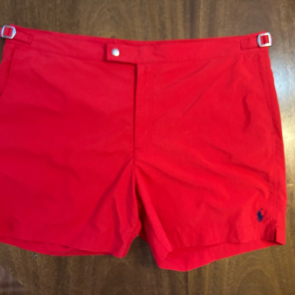 Ralph Lauren Red Men’s Flat Front Shorts with Side Adjusters